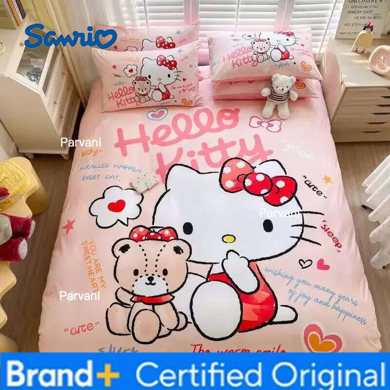 Sanrio Kuromi Children's Quilt Cover Bedding Cotton Cartoon Sheet Four-piece Set H2602091-image-1095307556