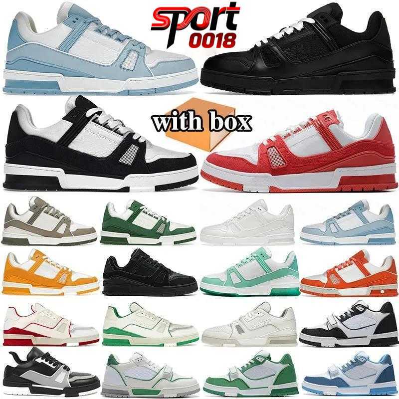 with box men women Designer shoes designer trainer sneakers Low black white blue navy orange green yellow Pink Brown mens trendy tennis jogging w