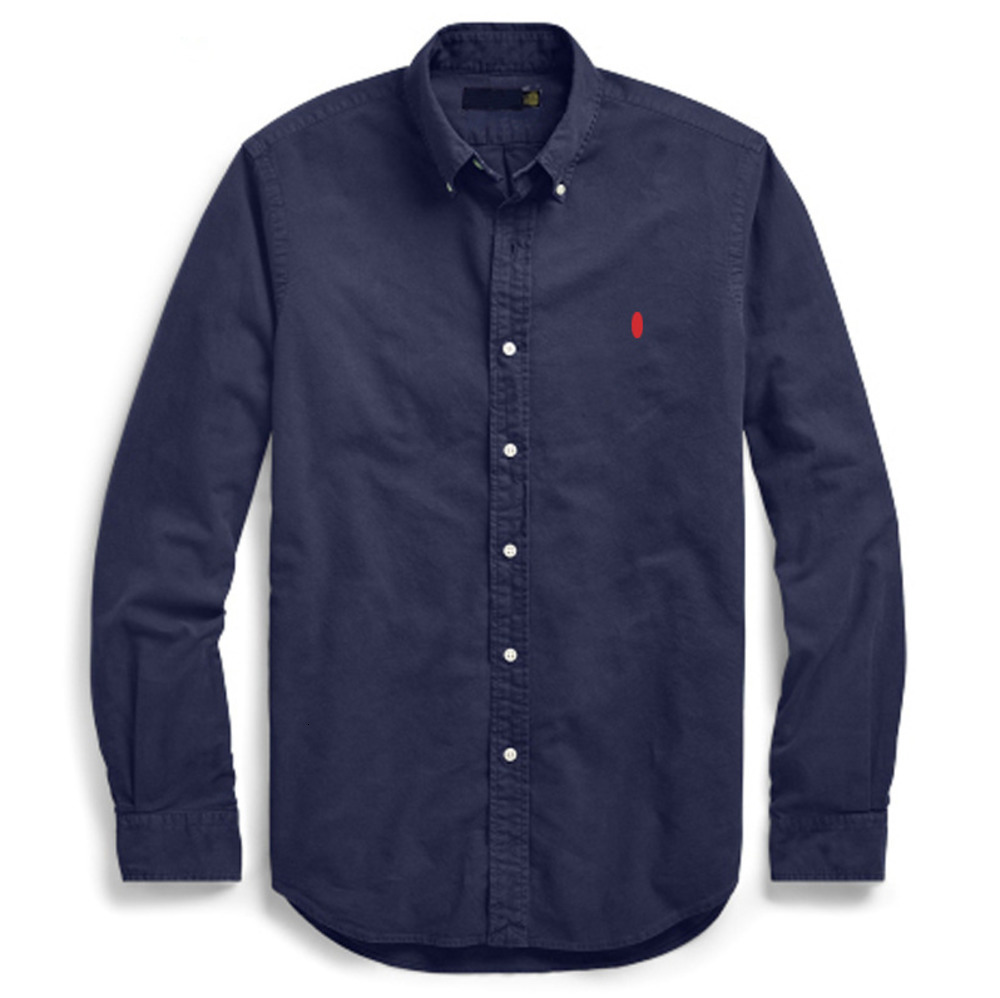 Ralfs Laurent Dress Shirt Men Linen Oxford Cotton Casual Polo Collar Long Sleeve Button Up T-Shirt Designer Ralphhh Laurennn Multi Colors Embroidery