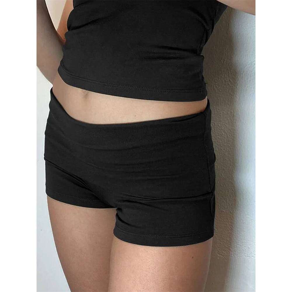 CHRONSTYLE Women Elastic Low Waist Solid Color Summer Slim Casual Shorts Streetwear 2024 Female Short Pants Bottoms New H260209-image-1094706638