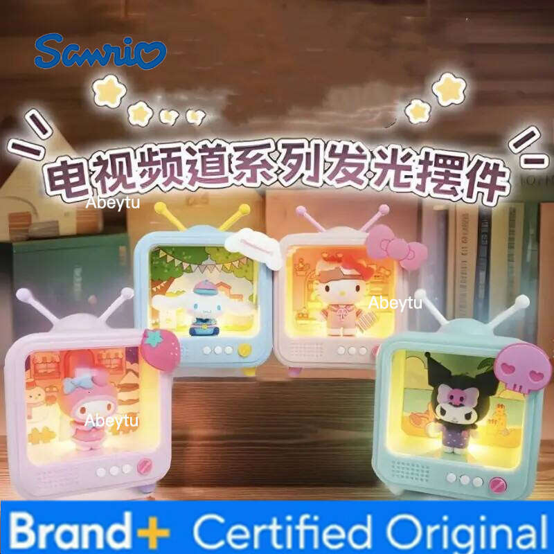 Sanrio kawaii Character TV Channel Series Luminous Night Light Toys Anime Kuromi Cinnamoroll HelloKitty Girls Desktop Ornaments H260209-image-1095261343