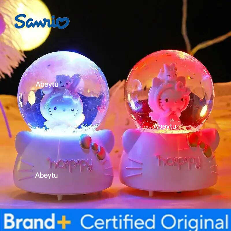 Sanrio Hello Kitty cartoon cute kawaii children's music box lantern crystal ball ornament girlfriend birthday gift wholesale H260209-image-1095262538