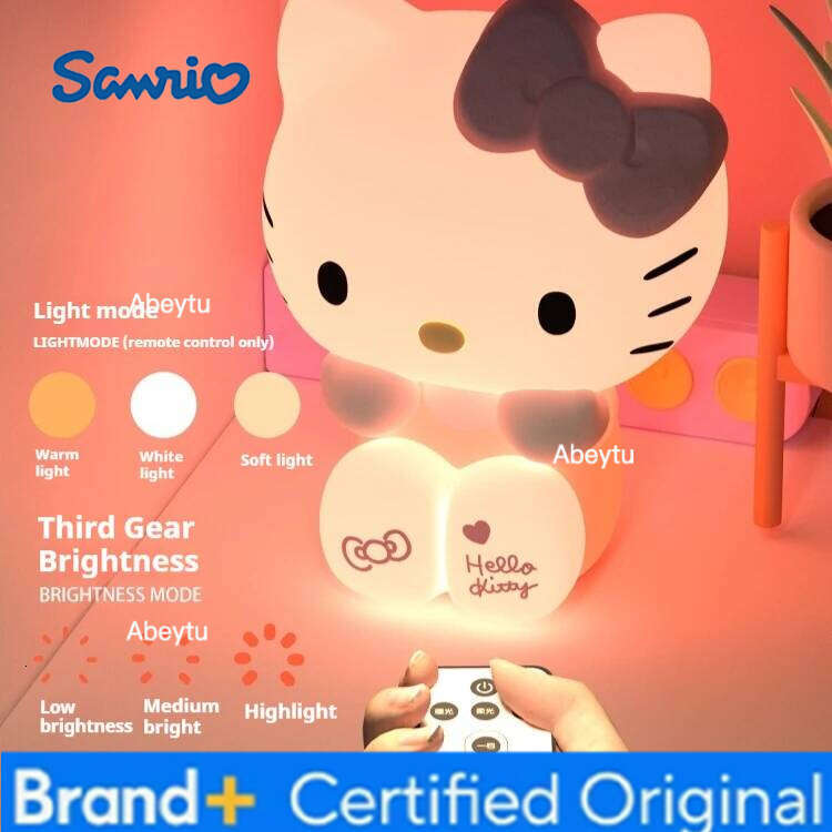 Sanrio Peripheral Luminous Toy Girls Bedroom Bedlight Anime Hellokitty Nightlamp Desktop Decor Ornaments Gifts H260209-image-1095261810