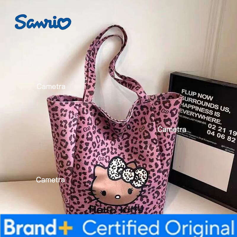 Sanrio Y2K Sexy Pink Leopard Shopping Portable Cartoon Japanese Charm Cute Hello Kitty Storage Bag Decorative Gift H260209