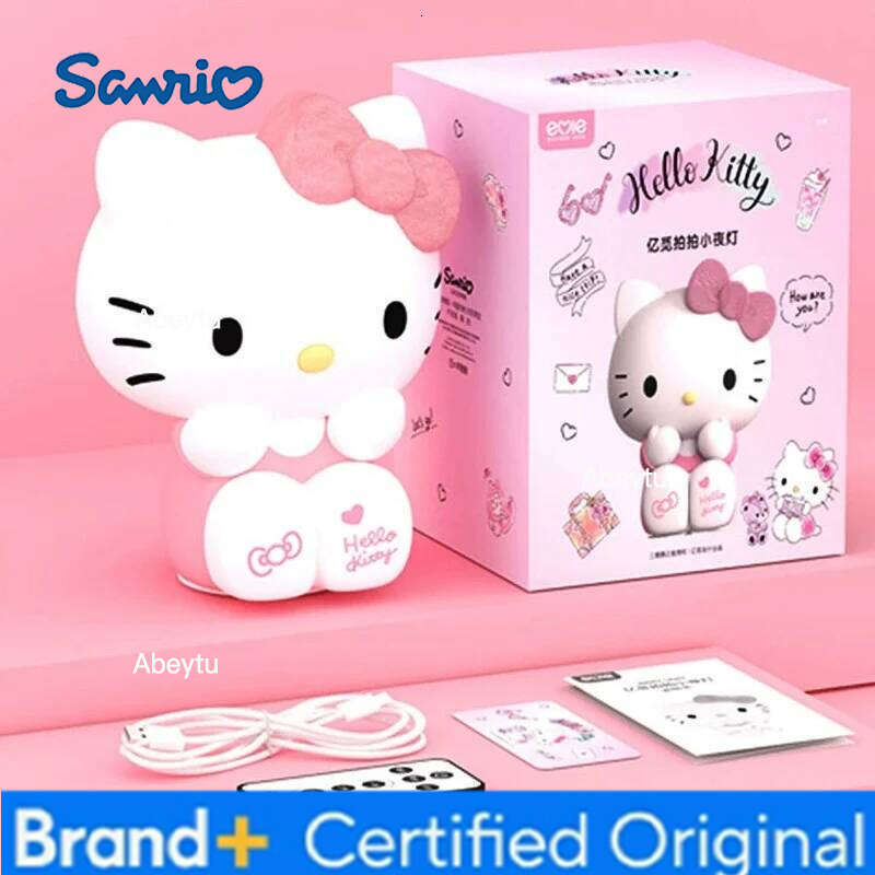 Sanrio Anime Hello Kitty Kuromi Cartoon Silicone Bedside Ambience Kawaii Night Light Pat Lamp Cute Desktop Ornament Gift H260209-image-1095261365