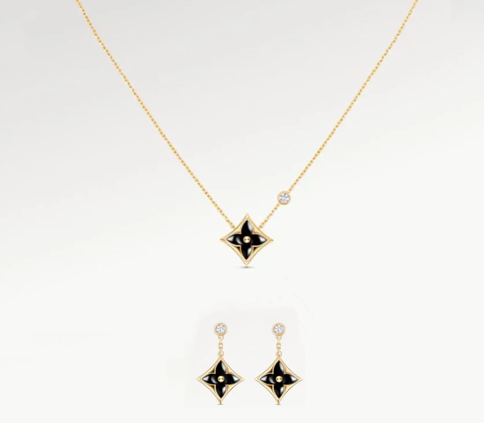 Avec boîte, ensembles de bijoux de mode, fleur noire, pendentif en diamant, colliers, boucles d'oreilles, boucles d'oreilles, meilleur ensemble d