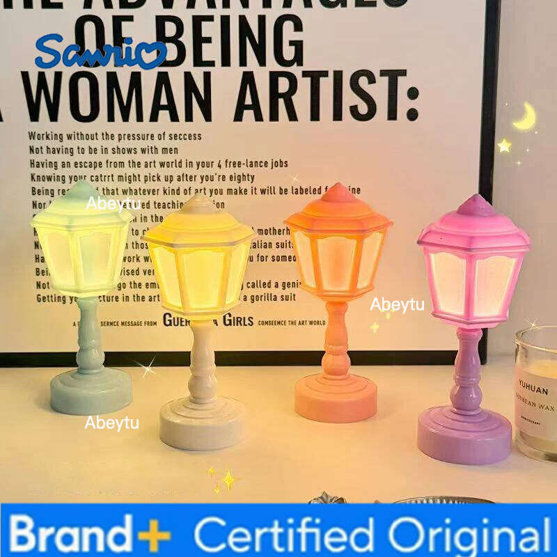 Sanrio Geometric Flower Bud Button Battery LED Table Lamps Desk For Bedroom Dining Touch Night Light Simple Modern Decoration H260209-image-1095262802