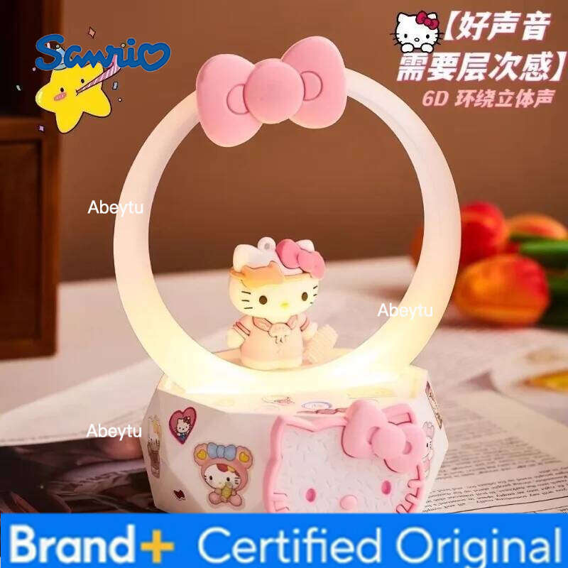 Sanrio Kawaii HelloKitty Night Light with Bluetooth Audio Function Anime Student Dormitory Desk Lamp Music Playback Multi Color Grading H260209-image-1095262104