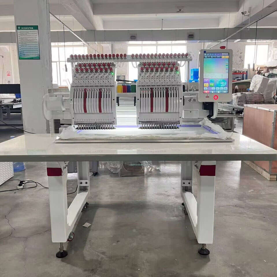 Professional Two Head Embroidery Machine for Retail Customization Kiosks 12 Needles Compact Multi Head Design for Shopping Mall Service-image-1094683787