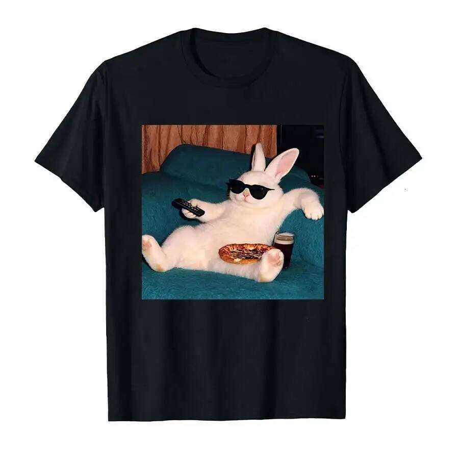 Lazy Bunny Meme Rabbit T-shirt Men Women Harajuku Hiphop Streetwear 100% Cotton T Shirts Tops P680 X260209
