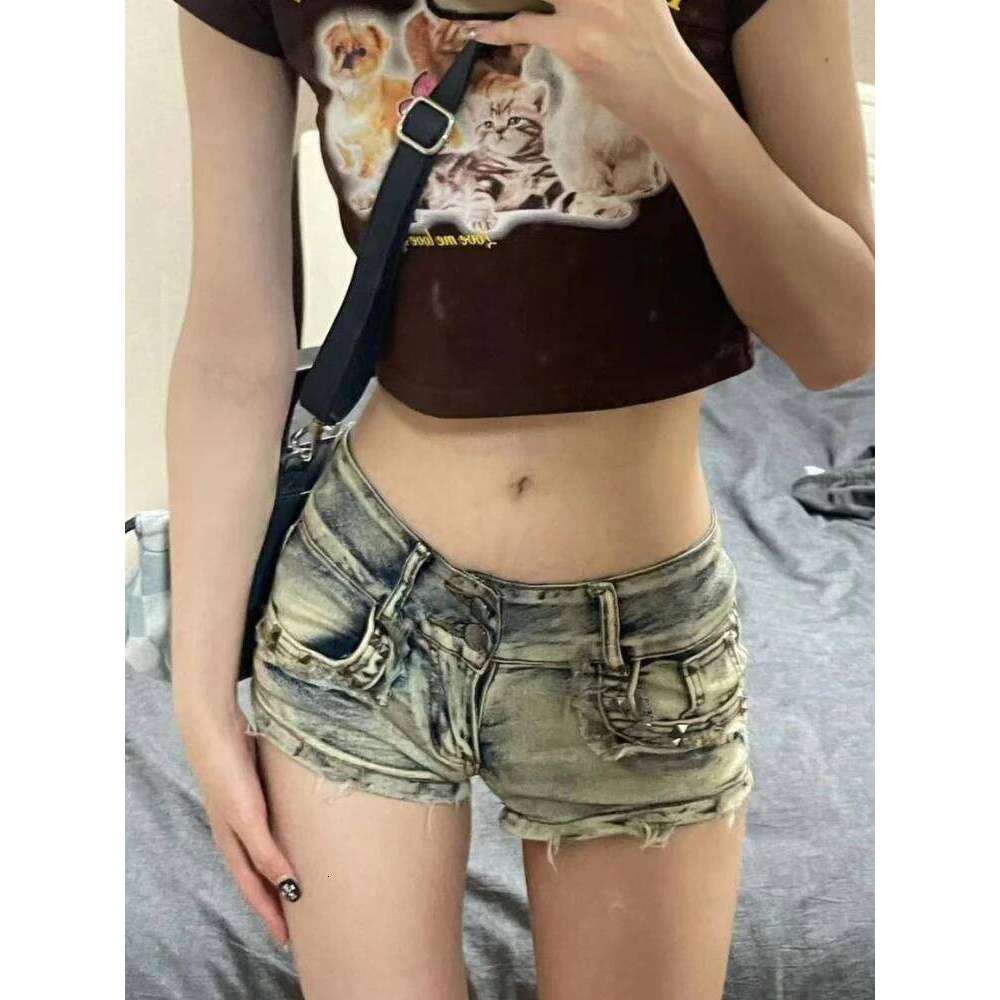 Shorts Women Y2k Punk Style American Sexy Rivet Pockets Low-waist Retro Summer Aesthetic Vintage Denim Fashion Gothic Clubwear H260209-image-1094707931