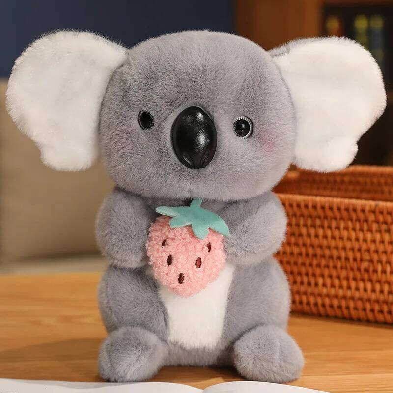 Cute Grey Shy Netflix Little Koala Hugging Strawberry Plush Doll H260209-image-1094706184