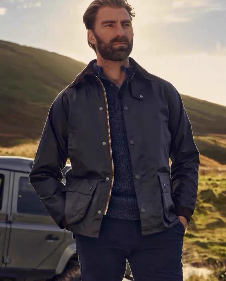 2026 Men's Jackets Bar Bedale Olive Green Waxed Jacket street casual NEW Hiking-Climbing Travel Outdoor