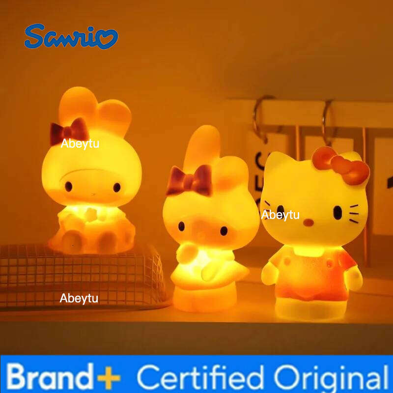 Sanrio Anime Hello Kitty My Melody Night Light Bedroom Lamp Action Figures Model Toy Collection Ornaments Decoration Kids Gifts H260209-image-1095261373