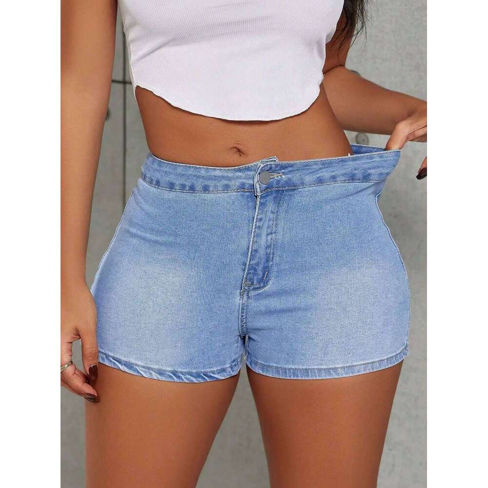 Y2K Street High Waist Ultra Stretchy Casual Skinny Cotton Mini Denim Shorts Music Festival Daily Trendy Jeans H260209-image-1094701029