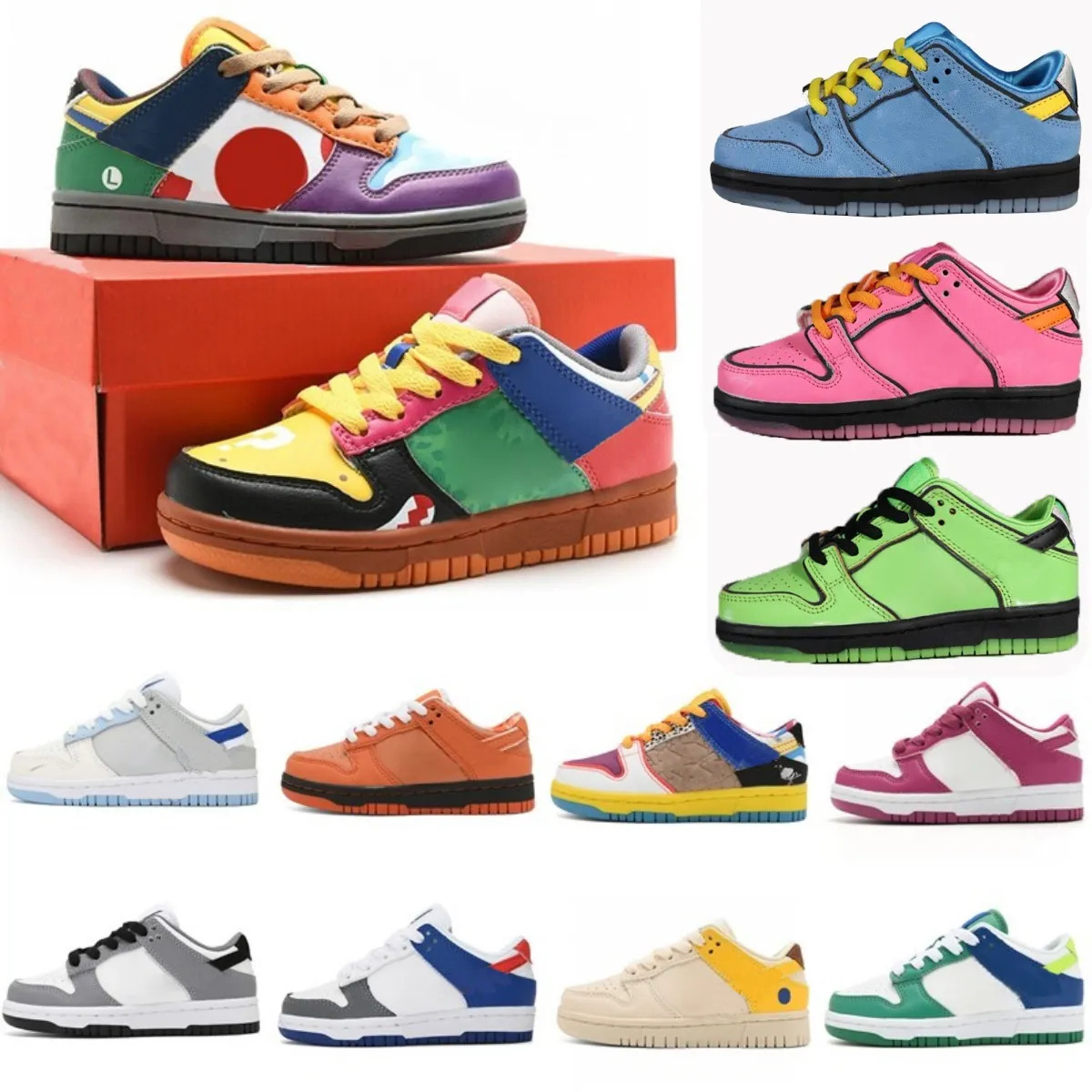 with box 2027 kids shoes Toddler sneakers Running Girls boys shoe Bubbles Blossom Buttercup Grey Designer low Sports baby trainers kid youth 4Y 5Y