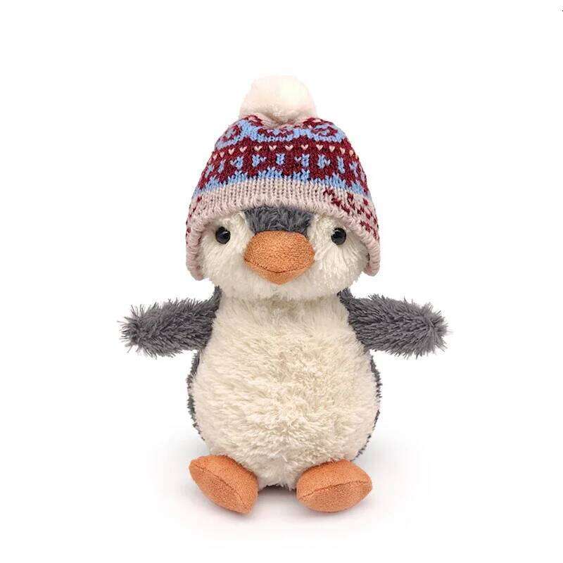 Cute Wear Hat Soft Plush Pendant Toy Baby Comfort Sleep Doll Fluffy Penguin Stuffed Animal Birthday Christmas Gift Decor H260210-image-1094748108
