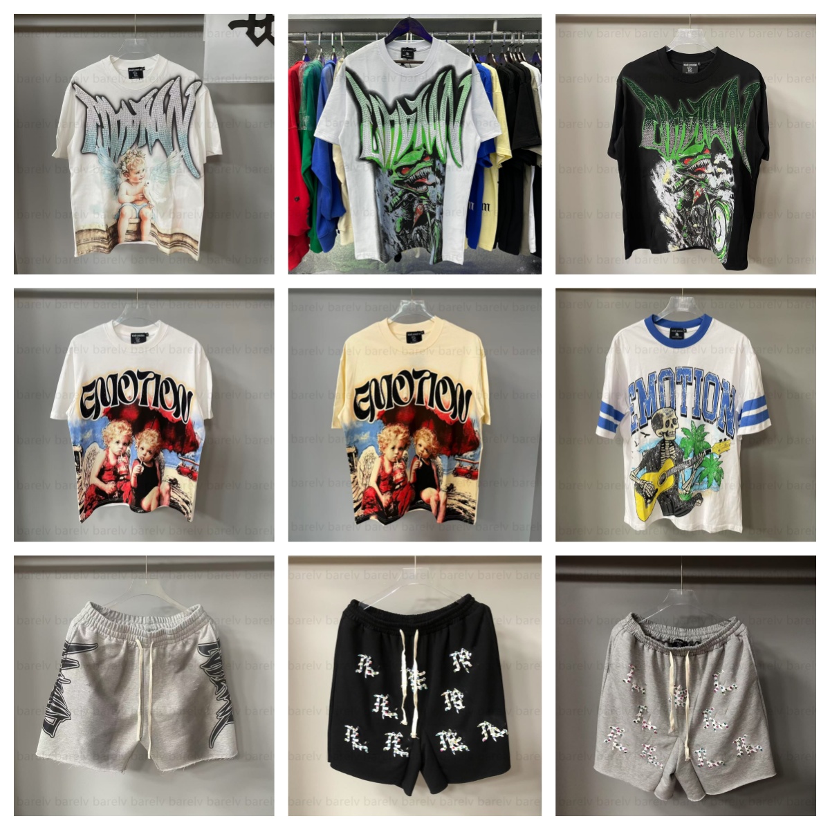 Mirror quality mixed emotion Men's shirts shorts Boxy Fit Clothing MIXEDEMOTION Hoodies Skulls Print Shirt Summer Breathe hoodies Men Women Cas