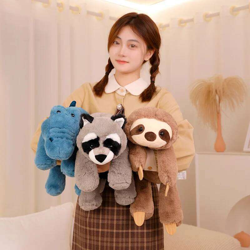 Cute Raccoon Crocodile Sloth Fox Animals Soft Plush Toys Sleeping Pillow Cartoon Stuffed Cushion H260210-image-1094748021