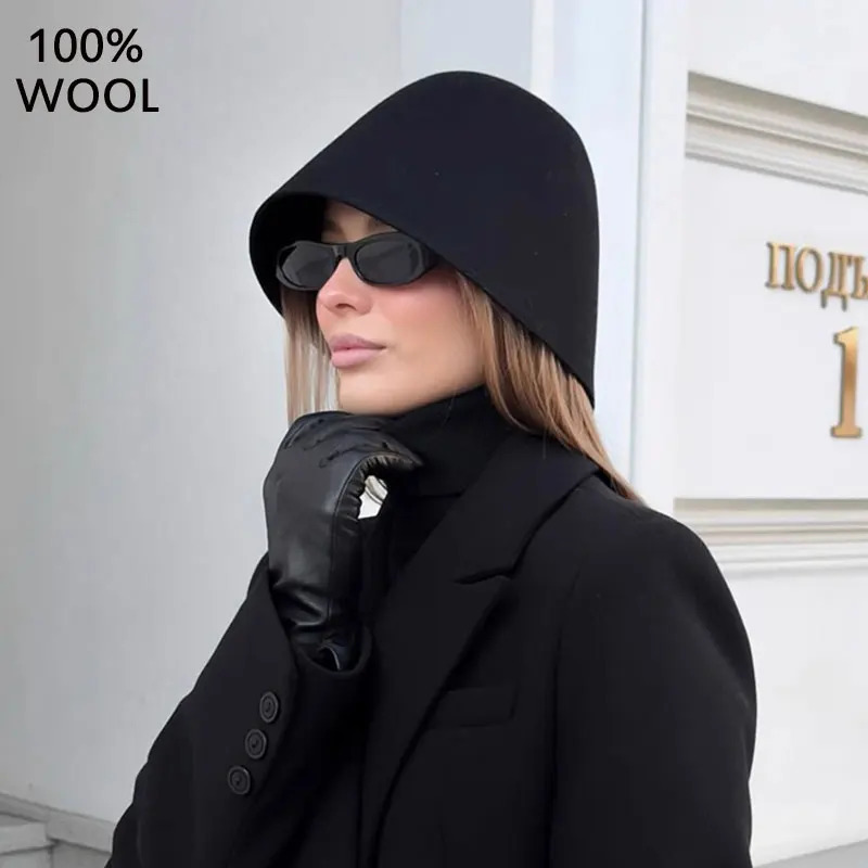 100 laine mode dames classique hiver extérieur chaud seau chapeau femme pêcheur casquette style britannique décontracté Panama K Pop chapeaux 250