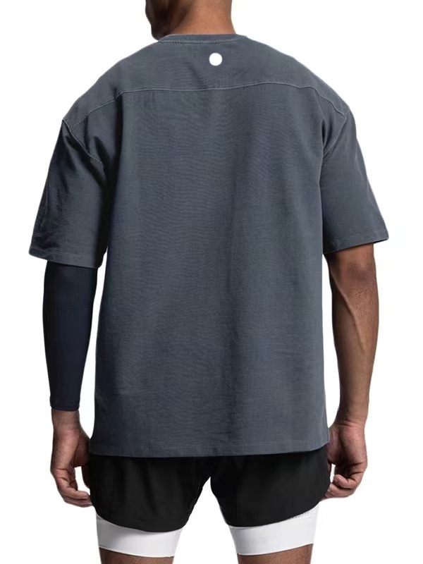 T-shirt de sport à manches courtes pour hommes avec épaule tombante lâche Hip Hop Fitness T-shirt d'été Gym Bodybuilding Tops Tees coupe surdimen