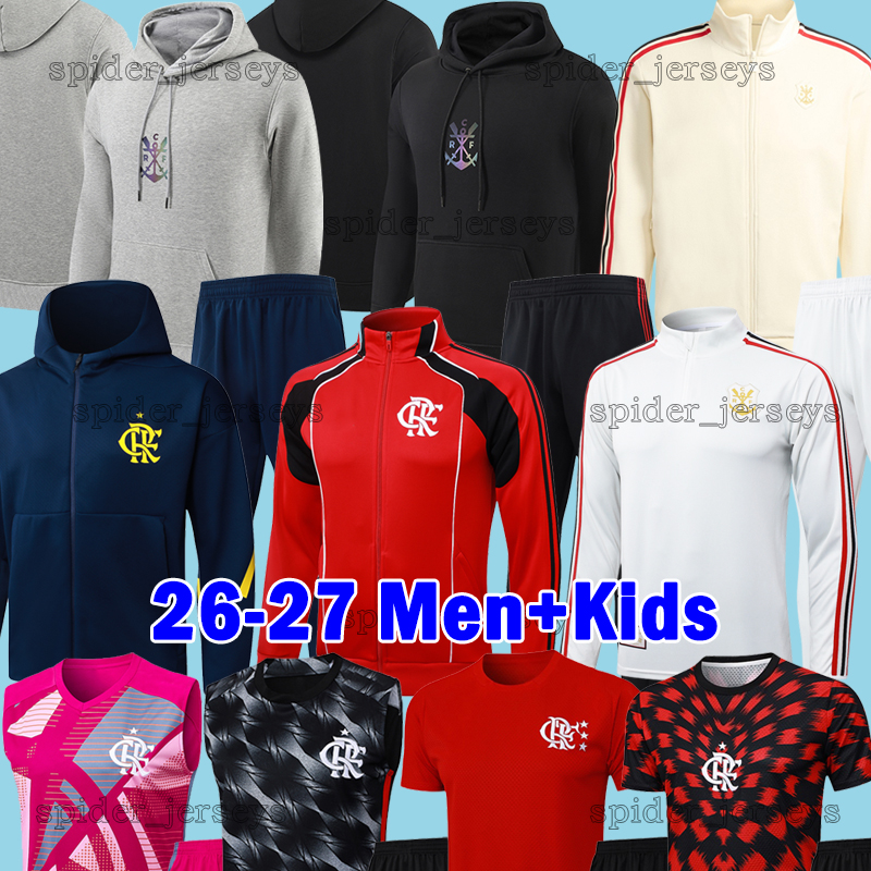 2026 CR Flamengo Ensembles de football Pull à col roulé Manches longues Survêtements L. PAQUETA L.ARAUJO 26 27 Maillots de football coupe-vent Tr