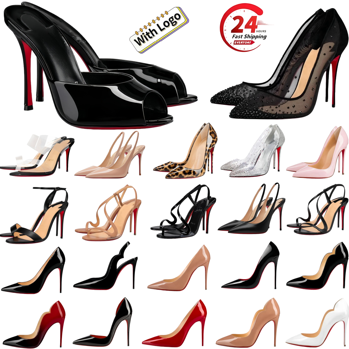 with box heels Brand Designer Women's High Heels Red Shiny BottomShoes 8cm 10cm 12cm Stiletto Genuine Leather Woman Pumps with Dust Bag us4-13