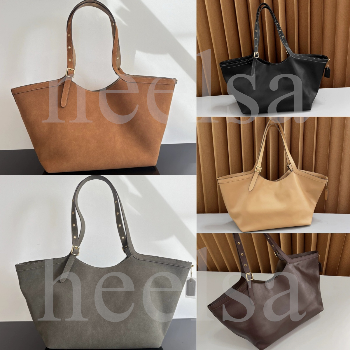 Designer Leather Womens Shoulder Bags Large Capacity Casual Tote Luxury Brand Handbag Ladies Men Adjustable Handheld Shopping Bag Black Brown Gre-image-960667675