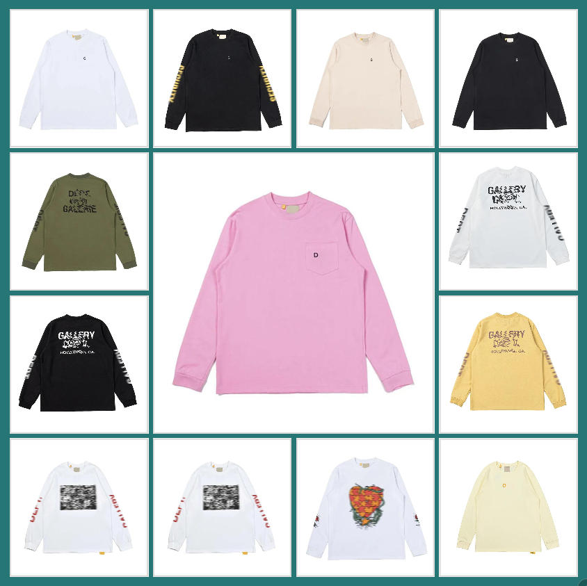 Galer Dept Long Sleeve Top Tee Men Women Pull Designer Crewneck Sweatshirt American Style High Street Vintage Y2k Clothes Hip Hop Letter Print Longs