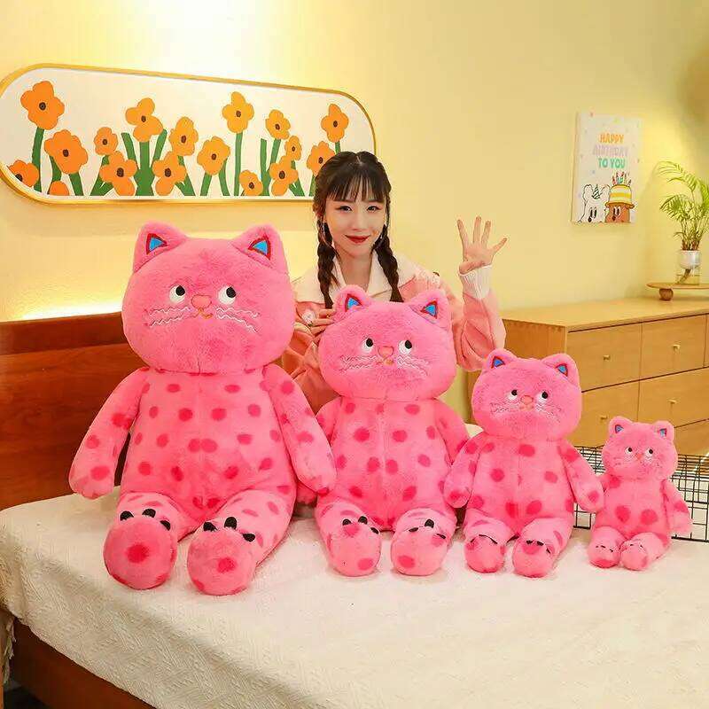 Cute Polka Dot Plushie Internet Famous Plush Toy Cat Doll Pillow Cushion For Girls Sleeping Gift Charming Skin-Friendly H260210-image-1094747488