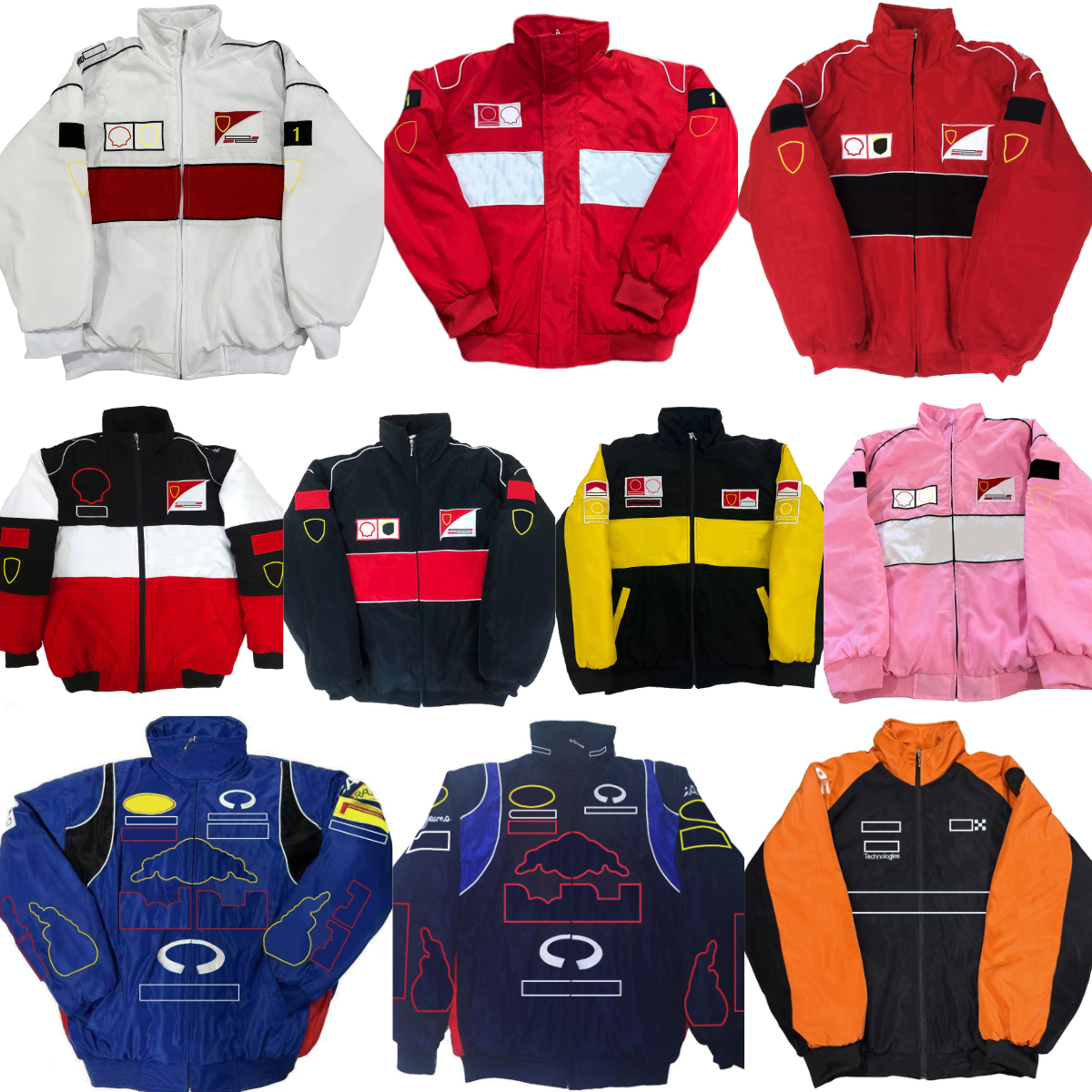 F1 Jacket mens Formula 1 zipper racing team jacket Vintage winter car Fans Oversized Full Embroidered Cotton Coat Clothing Racing outerwear Windproo