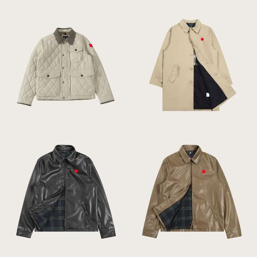Small horse Embroidered Vintage Solid Collar Men's Leather Coat Mens Jacket Zipper High Quality Unisex style Lapel stand-up polo jacket 5dc