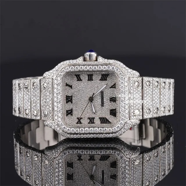 Luxurious fashion moissanite watch - Men's trendy hip-hop style. VVS clarity. Water-resistant automatic mechanical watch. Perfect gift for part