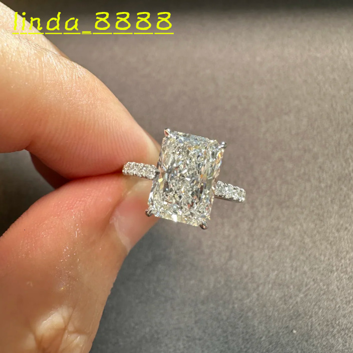 IGI 5ct Radiant 10K White Gold Lab Grown Diamond Engagement Ring with CVD HPHT Diamond