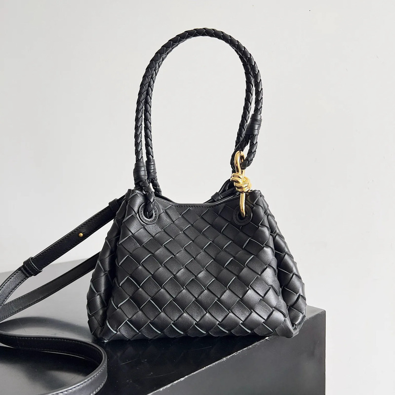 12A Deigner Parachute Small Shoulder Bag Handbag Retro Mirror Quality Lambkin Intrecciato Woven Leathe Handwoven Metal rope buckle vegetable luxury