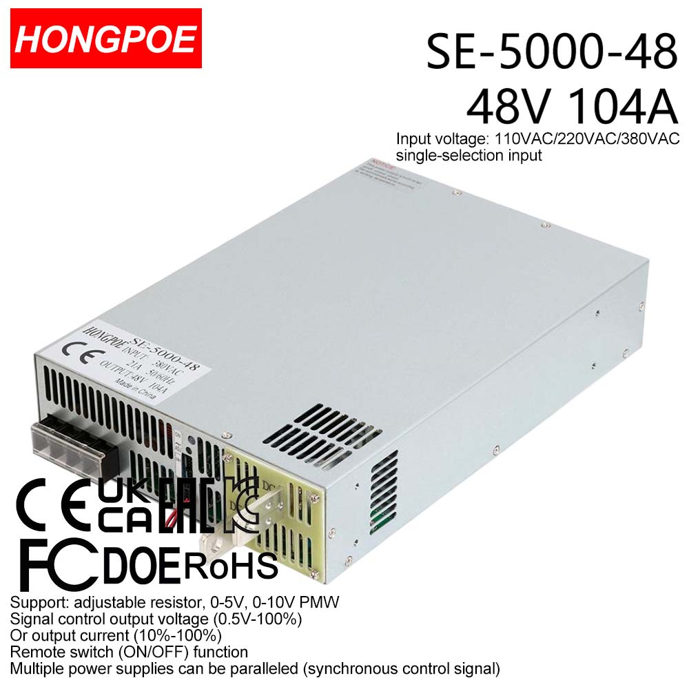 0-48V 104A 5000W Adjustable AC-DC 0-5V 0-10V PLC/PMV signal control transformer, suitable for motor/battery/solar/industrial control. CE certifie-image-1109161066
