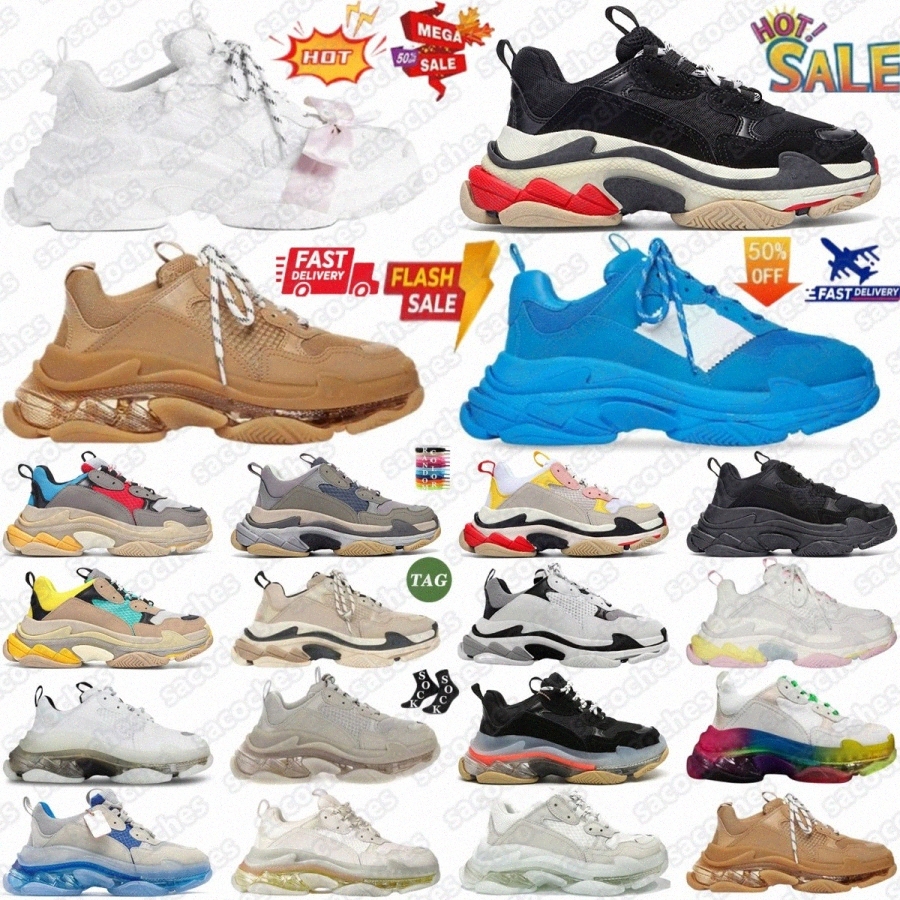 sneakers Triple S Clear shoes Sole Designer triples Tape Type lace trainers Black White Silver Beige Green Yellow Light Grey Rhineston V4lK#-image-940405239