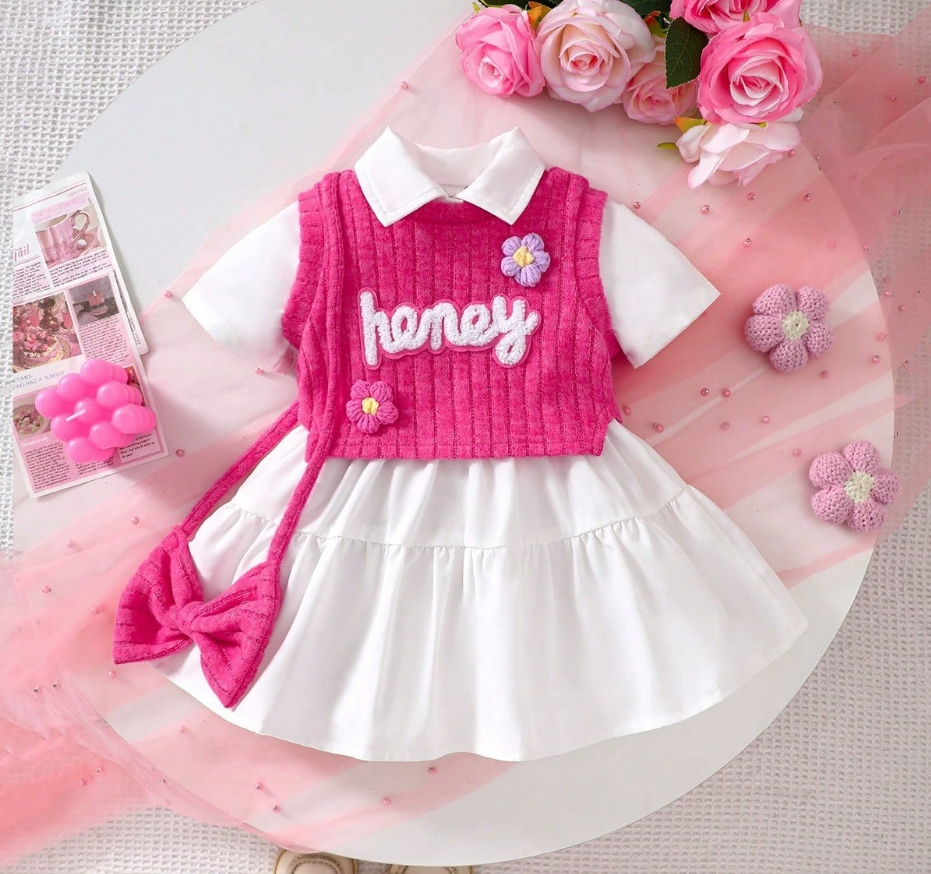 Summer Kids Clothing Sets Baby Girls Two Piece Dress Set Designers Knitted Sweater Suits Sweaters And Skirt Princess Dresses Clothes Baby Girl De-image-1094907431