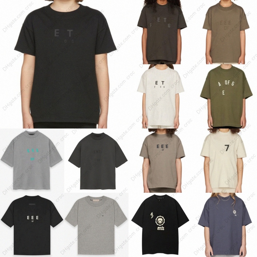 Designer Kids Clothing Toddlers Baby T-shirts Boys Girls Short Sleeve Clothes Cotton Letter Print Tops Black Brown Grey Children tshirts Loose Yo-image-1094936183