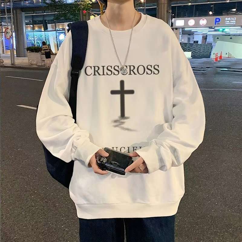 Men's Sweatshirts Cross Oversize Autumn Trendy Top Stylish Youth Menswear Cool Student High Street Chic Style Comfortable Soft Casual 41