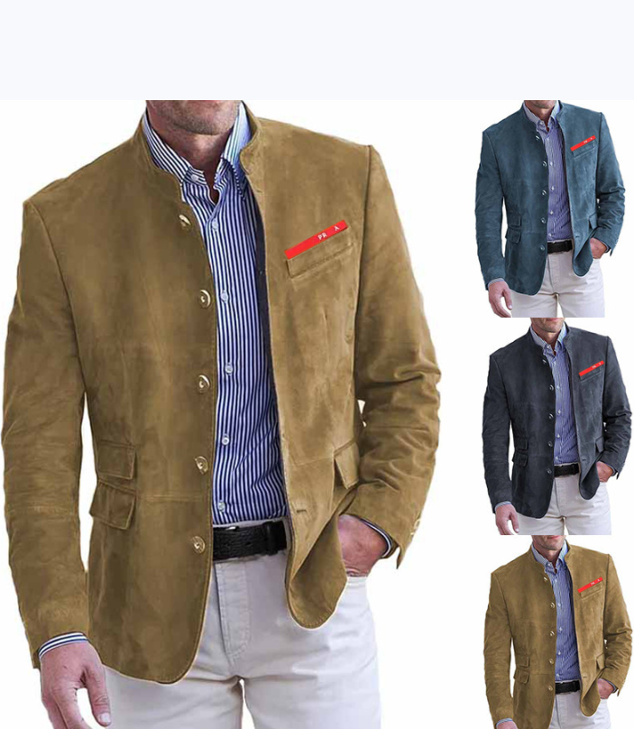 Designer de printemps pour hommes Veste de blazer en daim Coupe ample Coton de luxe Respirant Veste de costume Homme bonne version Vêtements de t