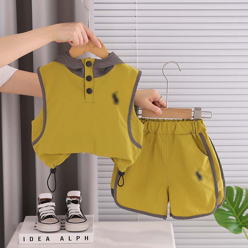 1-5T Cute Kids Summer Outfit Set Yellow Polo Style Tops and Shorts 2 Piece Set Breathable Cotton Unisex for Boys u0026 Girls Clothes Childrens Cl-image-1096290329
