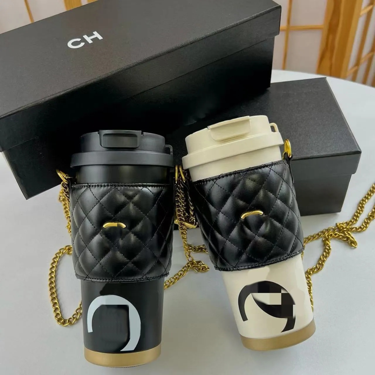 classical C Vacuum Cup Thermoses car bottle Flask Cups with holer chain fashion Coffee makeup gift packing box-image-1108671368