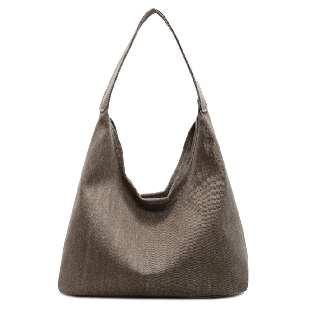 Single Shoulder Denim For Women Casual Simple Korean Style Large Capacity Versatile Tote Bag Female Commuting Bags 260123