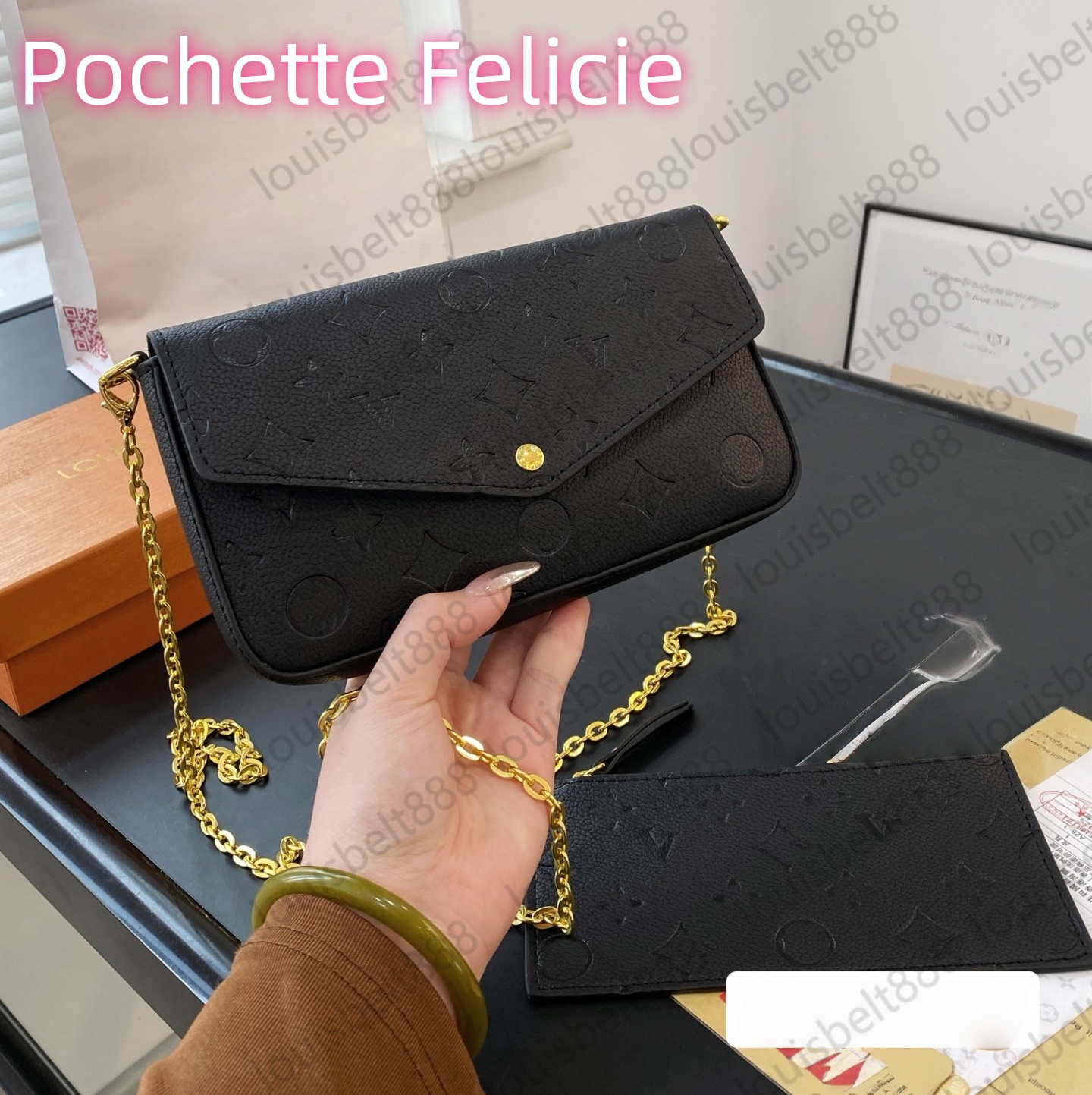 three-in-one Pochette Felicie envelope bags monogram Designer Takashi Murakami wallet Cardholder Women Elegant Party Shoulder Crossbody Bag with