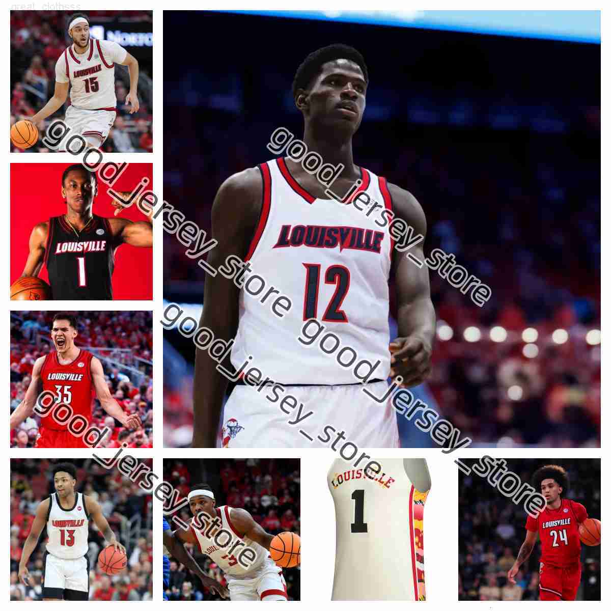 2025-26 Maillot de basket-ball universitaire des Cardinals de Louisville Zougris Wooley Sherman Rooths Pryor McKneely Legg Khalifa Hanke Hadley F