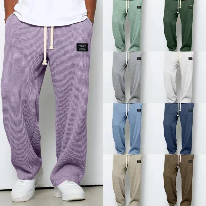 Men's Pants Spring-autumn Trendy Brand Loose-fitting Stretchy Straight-leg Sweatpants. Waffle Fabric. Micro-bouncy Sporty Casual