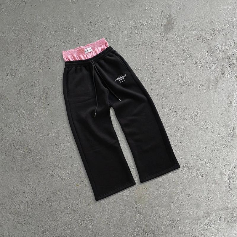 Men's Pants Trendy American Retro Street Hip Hop Loose Double Waist Head Women's Fake Two Piece Sanitary