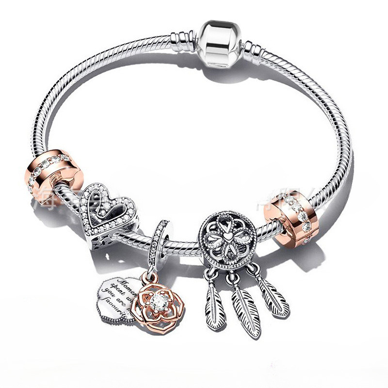 Luxury classic snake chain charm bracelets for women retro vintage crystal sea animal cute lovely number 8 charms bead love heart bracelet bangle je