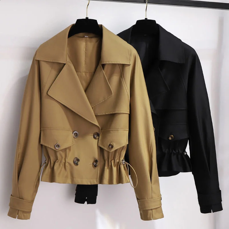 Spring Autumn Women Jacket Causal Windbreaker Famale Basic Jackets Short Coats Double breasted Ladies Outwear Tops K314 260205BJ